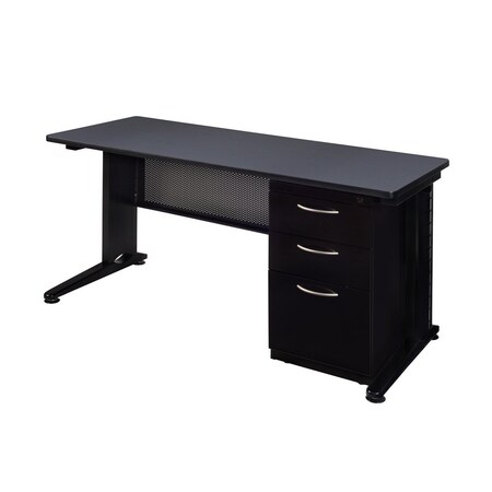 Fusion Fusion Single Pedestal Desks, 24 D X 29 H, 72 W X Wood, Metal MSP7224GY